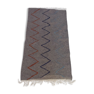 Tapis kilim gris traditionnel fait main  120×70cm