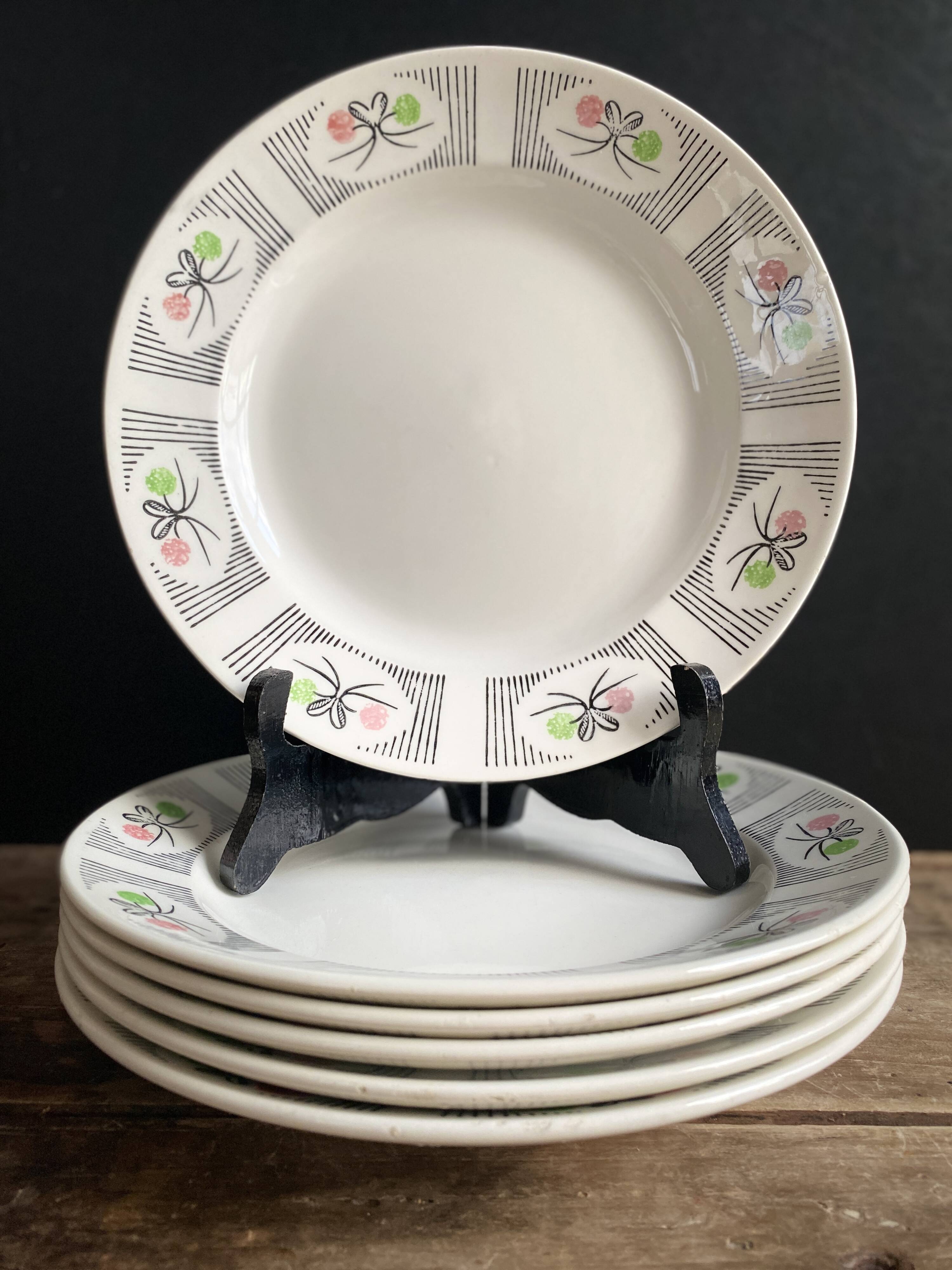 Set of 6 vintage plates Gien France - Model Marie-José