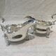 Pair of 925 silver sauce boats Martin Hall Sheffield 1910 engraved Star Harp