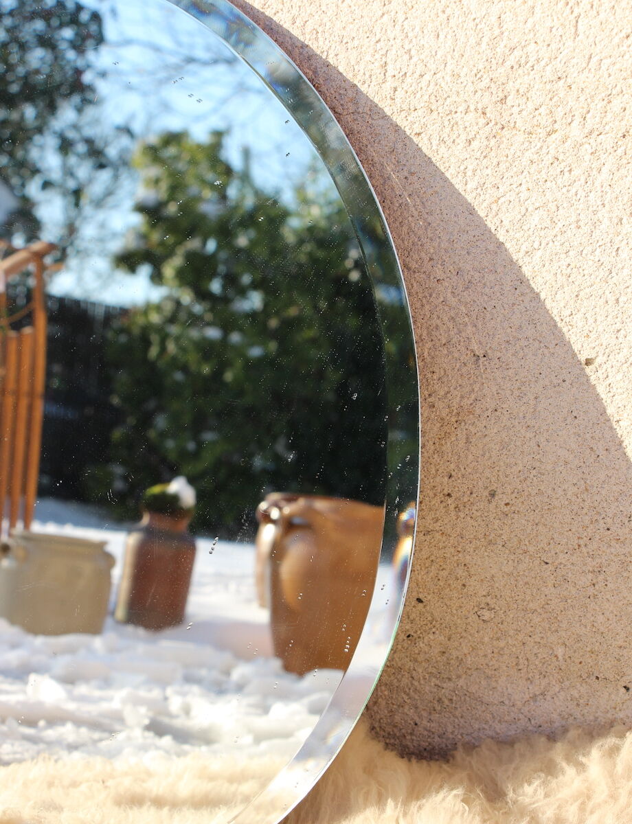 Oval beveled mirror without frame