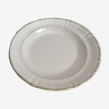 Niderviller hollow round dish in white earthenware bordered gold