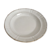 Plat rond creux niderviller en faïence blanche liseré doré