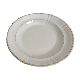 Niderviller hollow round dish in white earthenware bordered gold