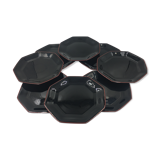 Set of 8 black glass plates