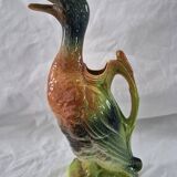 Old barbotine jug Saint Clément Mallard Duck A027