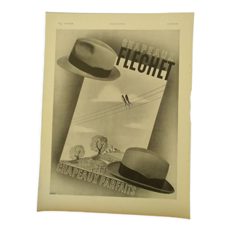 Paper hat advertisement Fléchet from a magazine year 1934