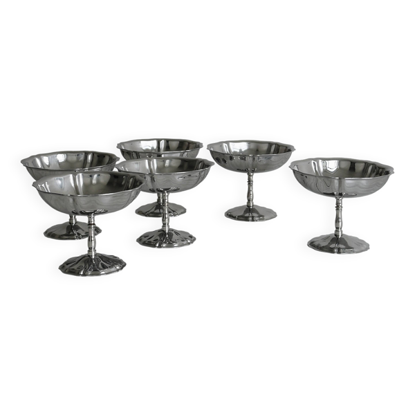 6 coupelles sur pied en inox Letang Remy