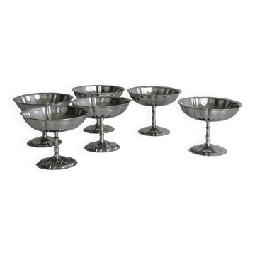 6 coupelles sur pied en inox Letang Remy