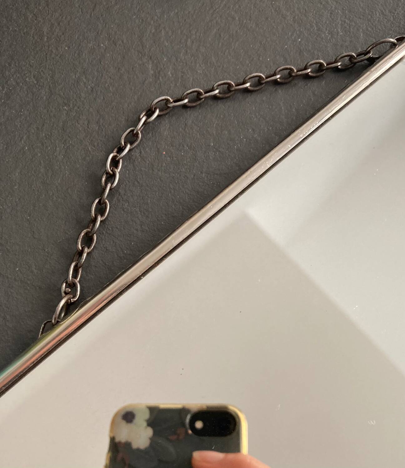 Vintage barber mirror and chain