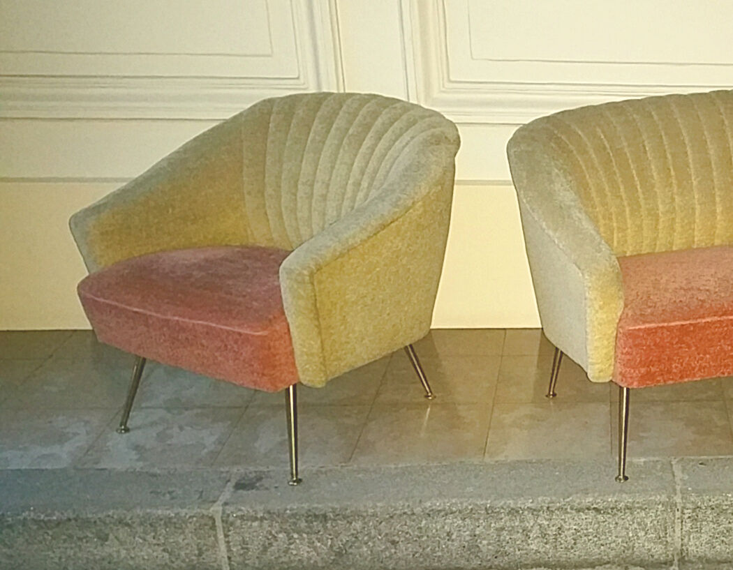 Design club Chair Italian years 50-60 bi color