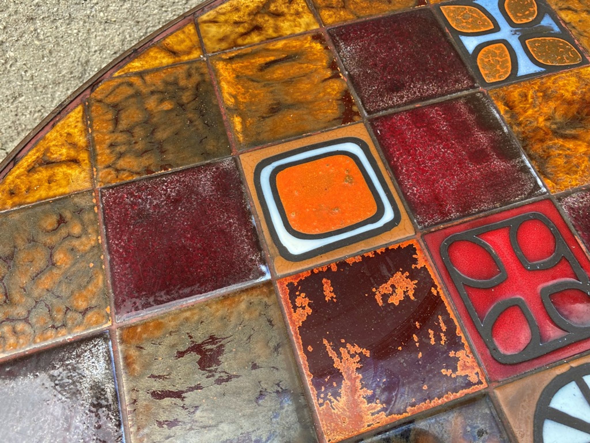 Roche Bobois in 1970s ceramic and wrought iron round coffee table