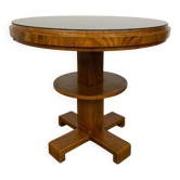 Table de jeu Art déco avec plateau en verre noir