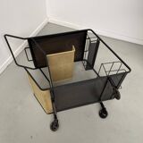 Perforated metal serving trolley style Mathieu Matégot