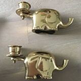 Bougeoirs éléphants en laiton