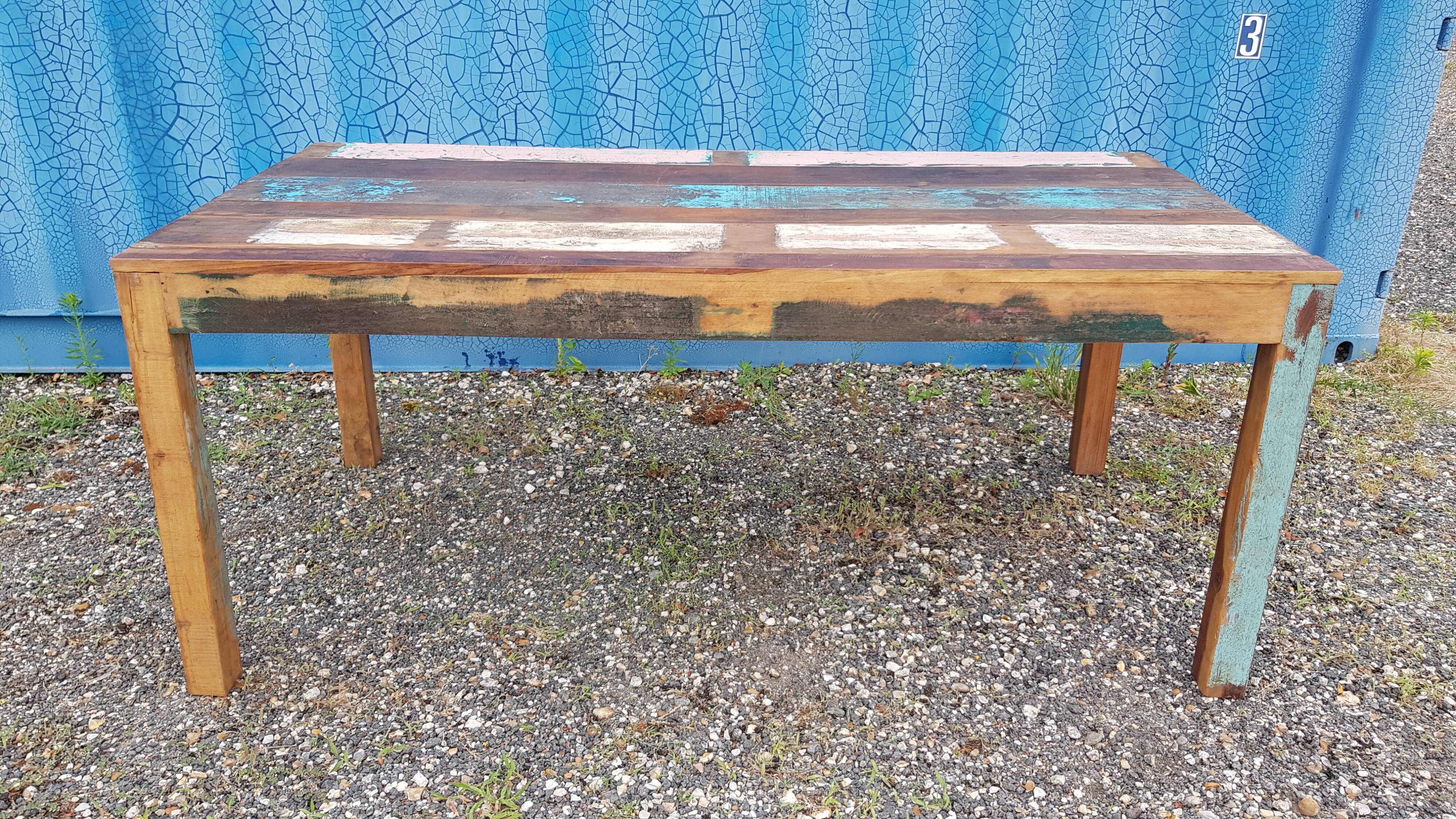 Table à manger rectangulaire en teck polychrome