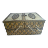 Iron sewing box, old Victoria biscuit tin, collector's item