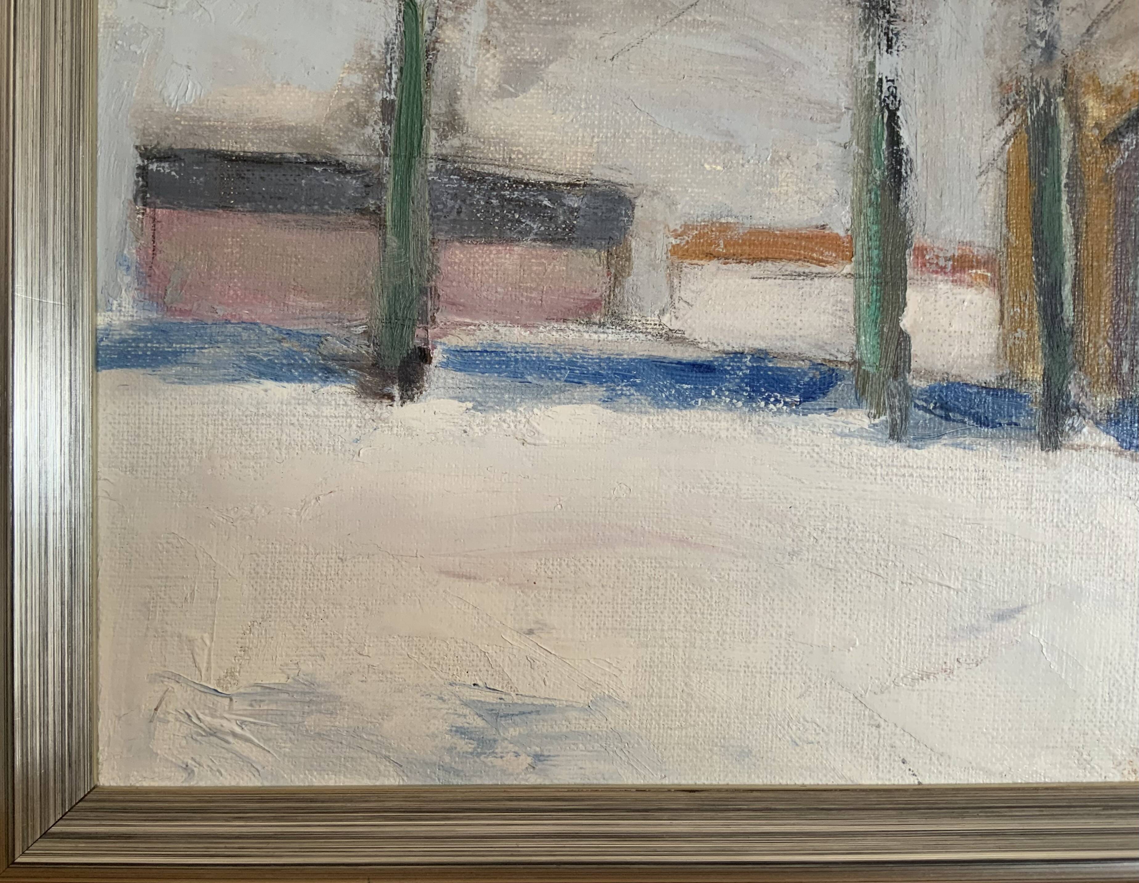 Small Vintage Modernism Painting Landscape, signed Rydholm
