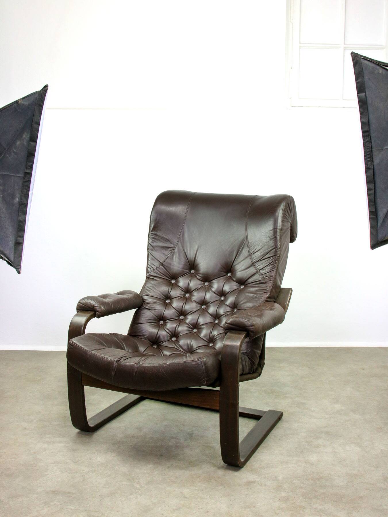 Luxurious Lounge Armchair in Leather, 1970s