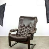 Fauteuil de salon luxueux en cuir, années 1970