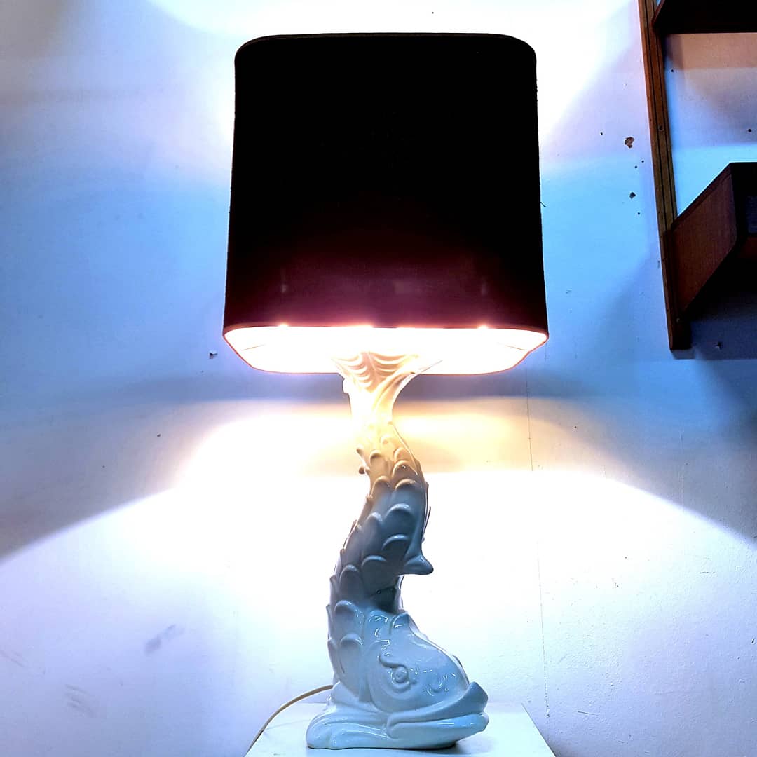 Hollywood regency koi fish table lamp, Italy 1970s