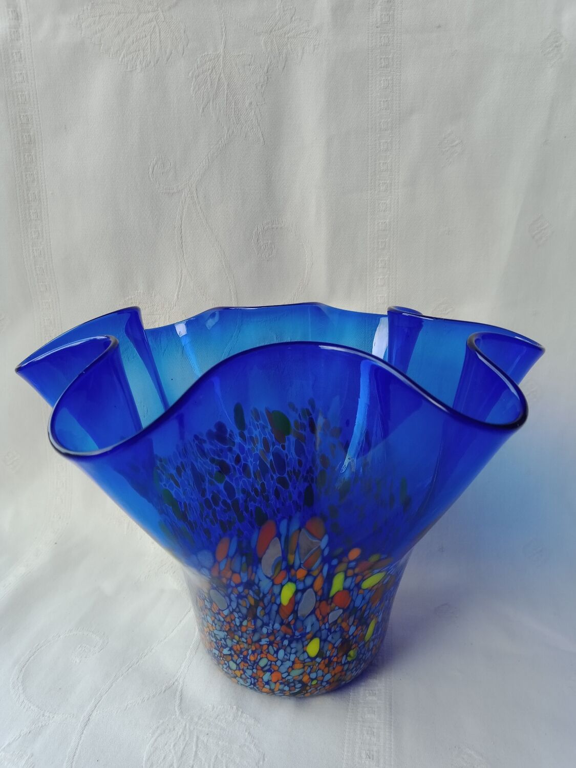 Speckled blue murano vase