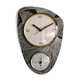 Clock vintage formica wall clock silent barometer "Manufrance"