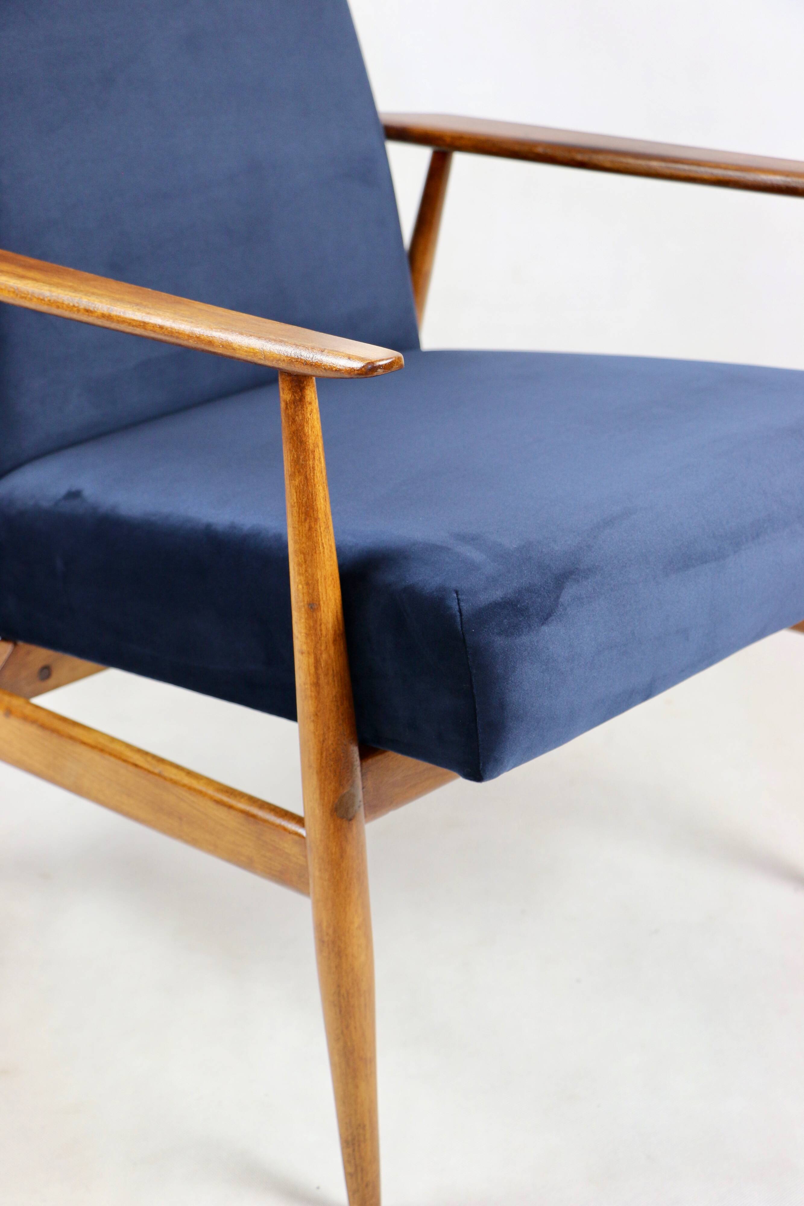 Armchair 'Lis', 1970s navy blue design by Henryk Lis