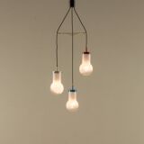 Italian pendant lamp with “lattimo” Murano glass shades, mid century modern