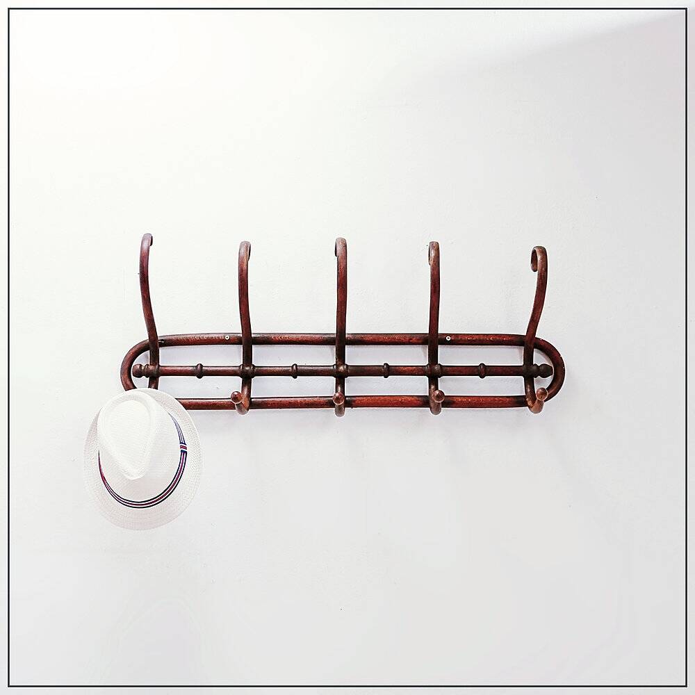 Curved wooden wall coat rack - Early 20th century
