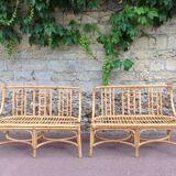 Pair of vintage rattan sofas