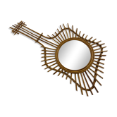 Ancien miroir guitare en rotin