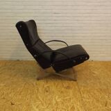 Tecno P40 chaise longue  , cuir noir