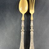 Salad service silver handles Regency decoration with cherub heads