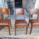 Suite de 6 chaises STELLA, Art Déco, assise en cuir