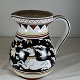 Archaic Italian pitcher from Siena in hand-painted ceramic – animal decoration