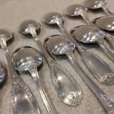 12 silver-plated metal soup spoons by Ravinet & Cie, Empire 81.