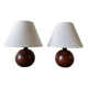Lot de 2 lampes boule bois