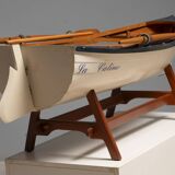 Boat-shaped coffee table reimagined with a glass top, contemporary design (after 2000)