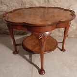 Walnut chippendale-style round coffee table