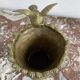 Pair of vases, solid bronze, gilded, early 20th century work, dove decoration, sheaf of wheat, art