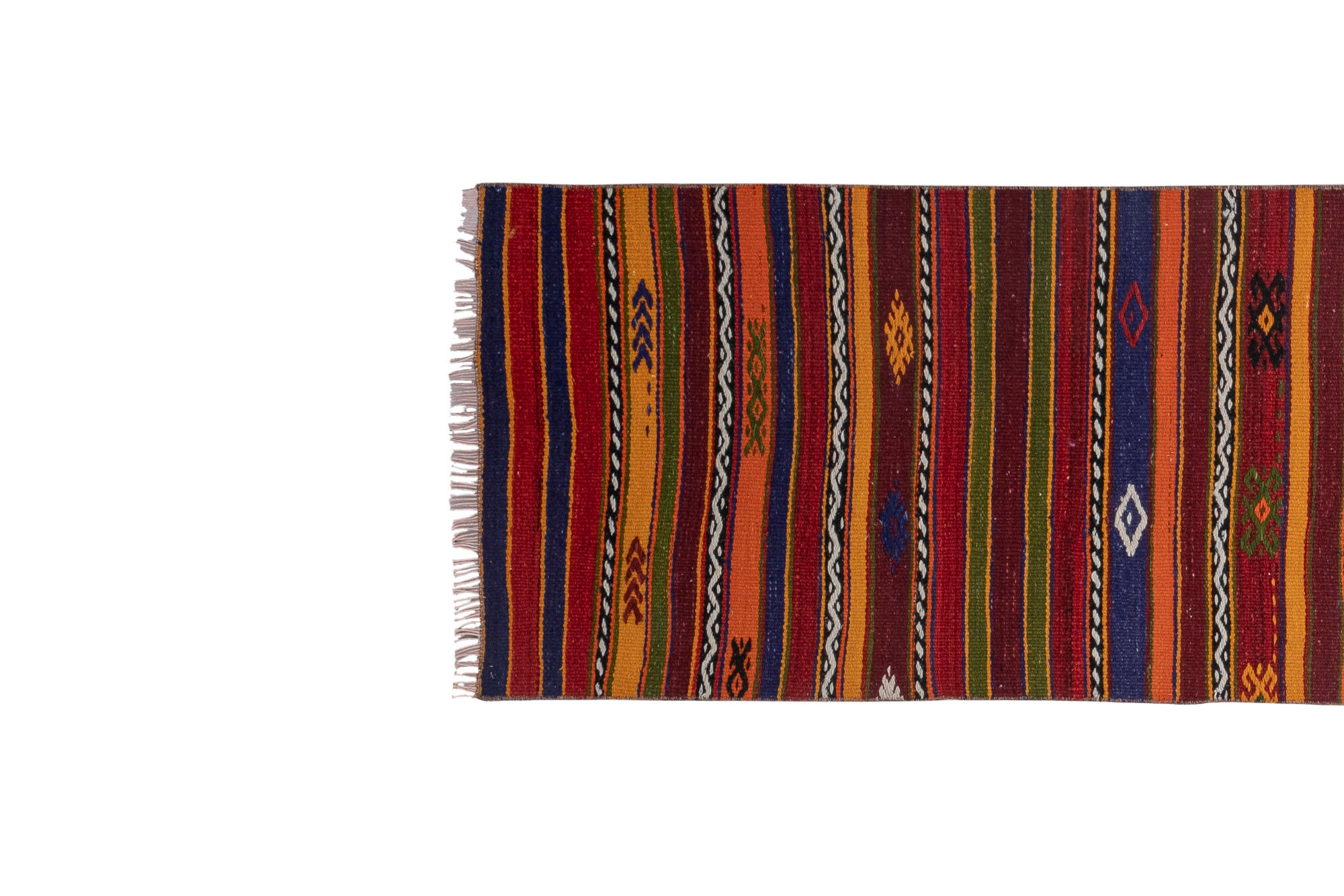 Striped turkish kilim runner rug 66 x 281 cm
