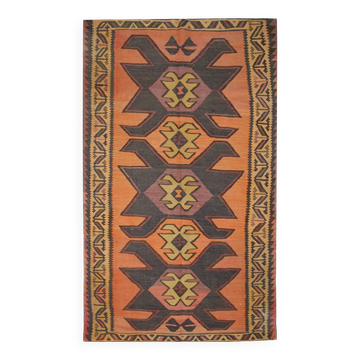 Vintage Kilim Runner 144 x 260 cm, Rug Geometric Tribal Design