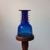 Vintage blue handmade glass vase Lwiw Ukraine