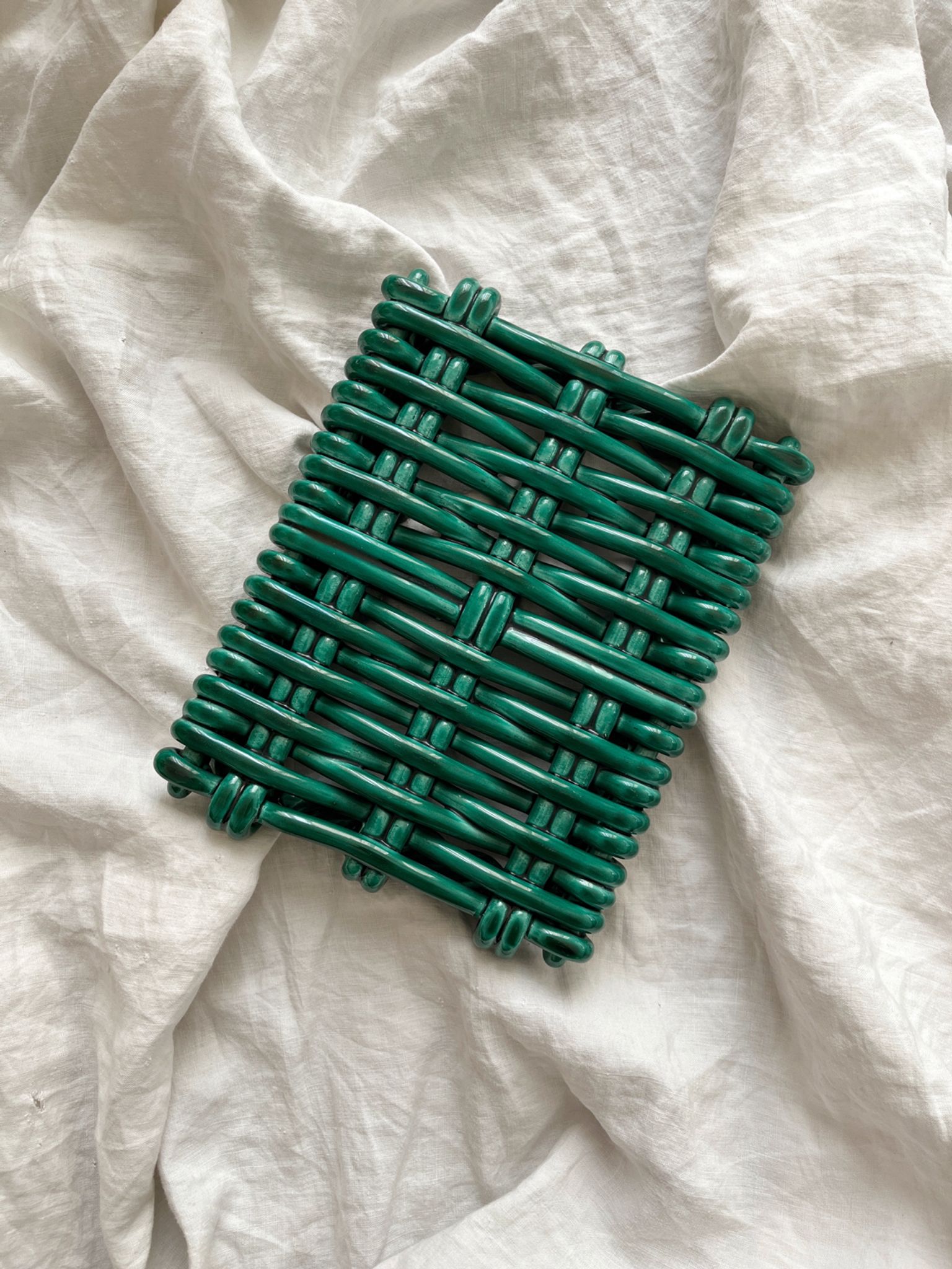 Vintage Vallauris woven ceramic trivet