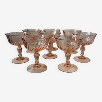 Series of 8 Rosaline champagne glasses