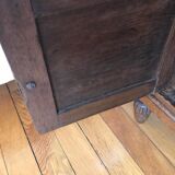 Set of 2 old oak bedside tables above black marble plaque