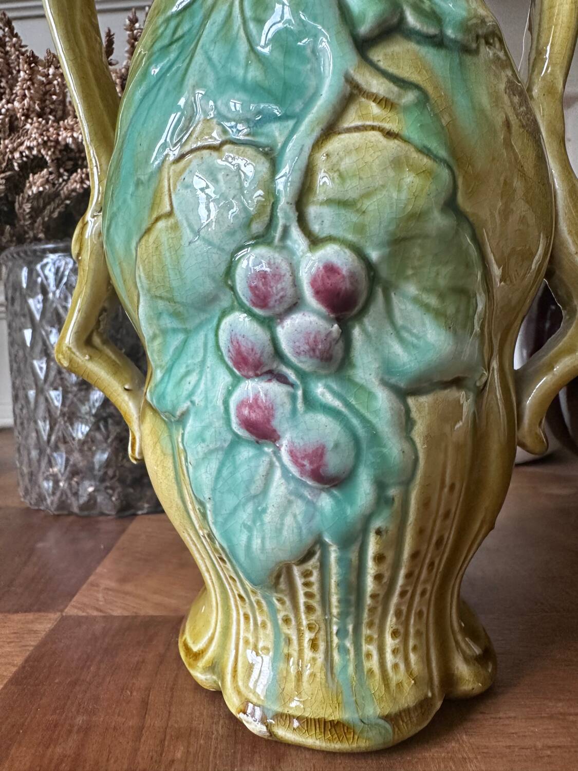 Art Nouveau vase in stamped slip
