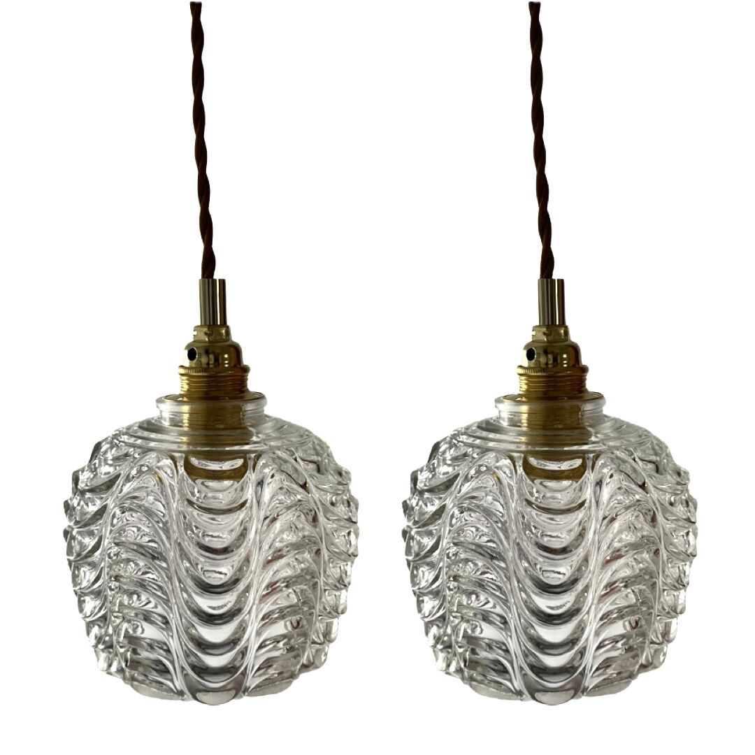 Set of two vintage electric chiseled glass handhelds