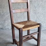 Set of 4 brutalist straw chairs
