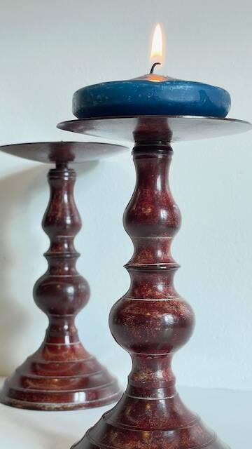 BOUGEOIRS Vintage Patinated Metal Candle Holders